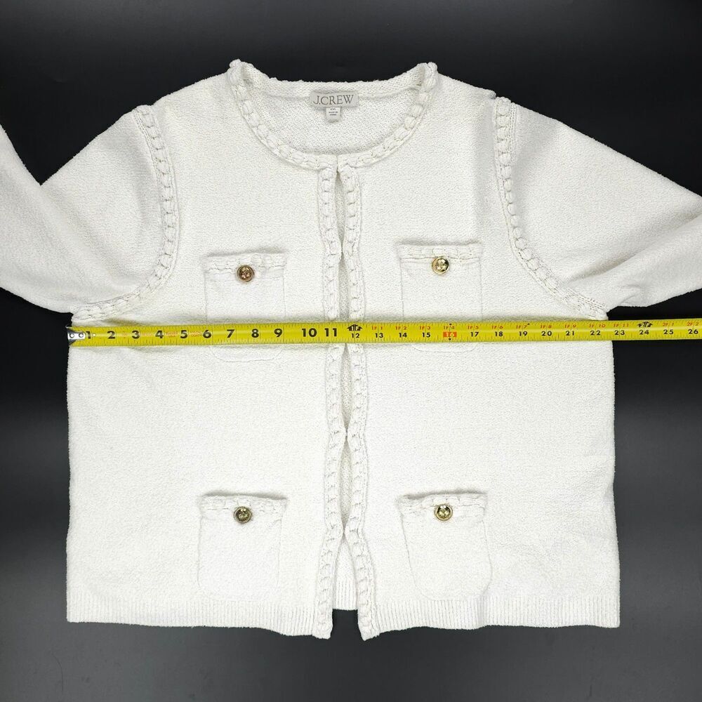 J CREW Odette sweater lady jacket cotton-blend bouclé White Old Money Preppy XXL - Picture 4 of 9
